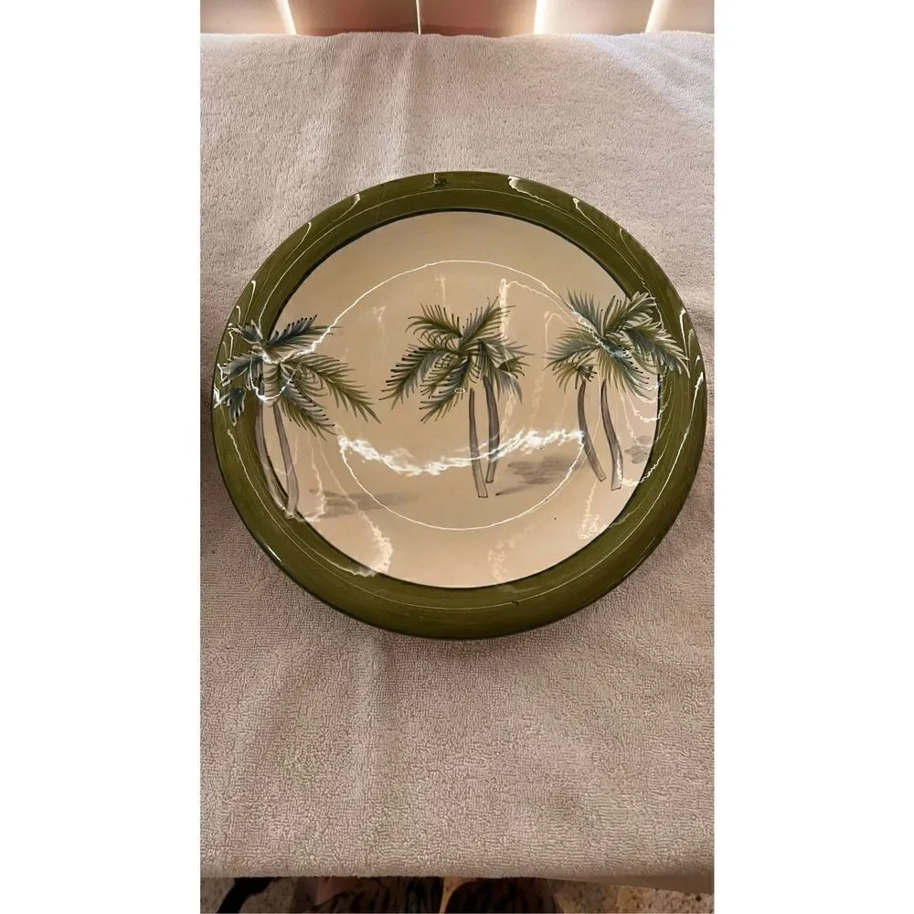 Tropical Breeze Sakura Oneida Palm Tree Dinner Plate Dish Set of Two 10